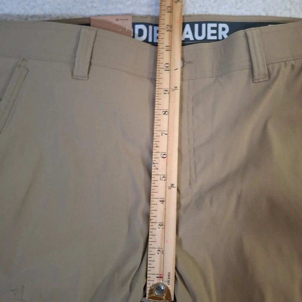 Eddie Bauer Rainier Fleece Lined Pants Mens 36x30 Tan Nylon Spandex Hiking NEW